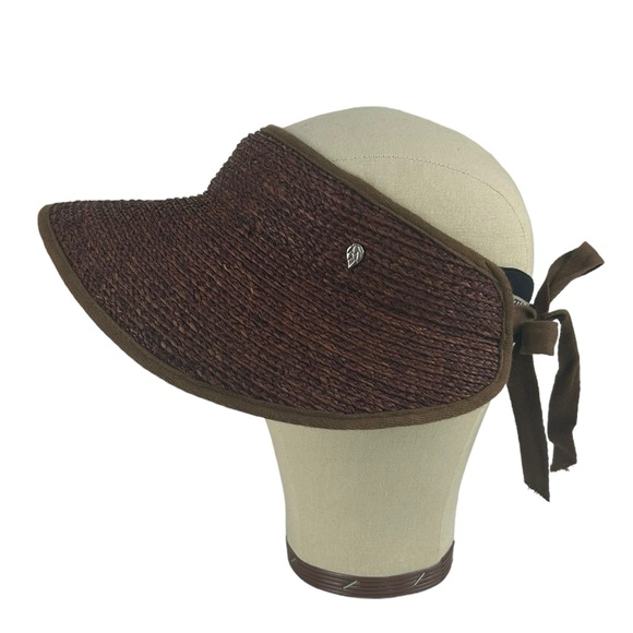 Helen Kaminski Accessories - Helen Kaminski Australia Mita Brown Raffia Packable Visor Hat OS
